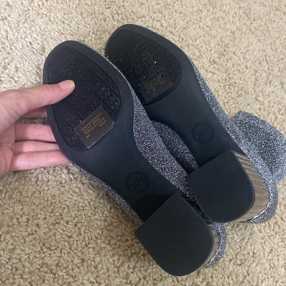 Michael kors NEW silver metallic sock boot stretch fabric heels size 6 - Picture 9 of 12